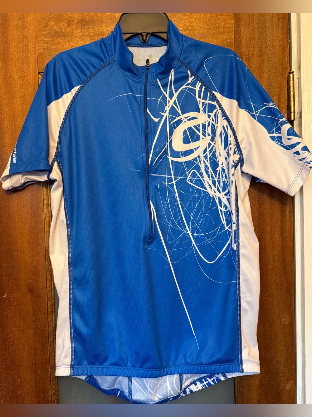 Cannondale Unisex Blue White Design Half Zip Up Short Sleeve Cycling Jersey